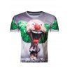 3D col rond Clown Mushroom Cloud Print à manches courtes T-shirt pour les hommes - multicolore 2XL