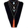 Ethnique style Multilayer Faux Turquoise Triangle Collier Tassel pour les femmes - Argent 