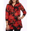 Femmes Chic Plus Size Side Slit Pepper Imprimer  's Shirt - Rouge 2XL