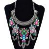 Gorgeous Faux Gem Rhinestone Water Drop Tassel Pendant Necklace For Women - multicolore 
