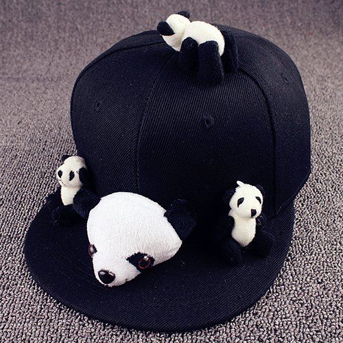 Élégant Shape Pandas Cartoon Toy Agrémentée Men 's Cap Baseball Noir - Noir 