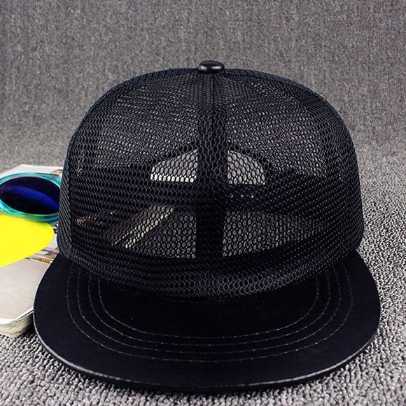 Stylish Solid Color Breathable Mesh Street Hip Hop Baseball Cap - Noir 