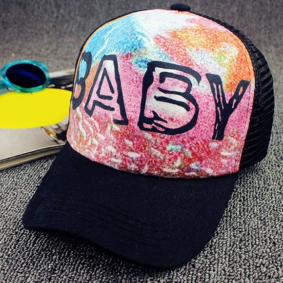 Chic Letter and Colorful Tie-Dyed Pattern Women's Baseball Cap - Noir 