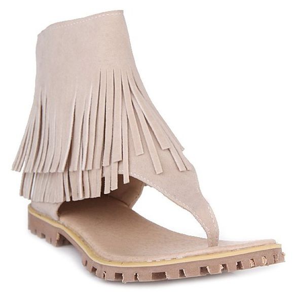 Rome Style de Fringe et Sandals Zipper design Femmes  's - Abricot 36