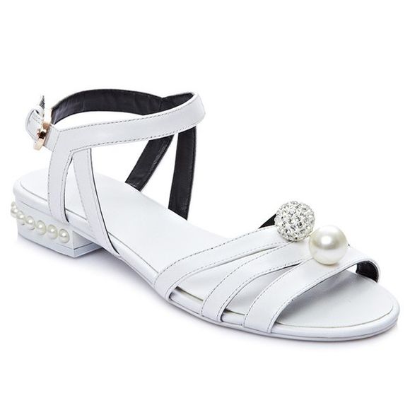 Talon plat Casual et Sandals perles design Femmes  's - Blanc 39