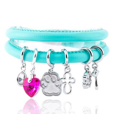 Charme Mignon Faux Gem Cross Clover Water Drop Bracelet pour les femmes - Bleu Tiffany 