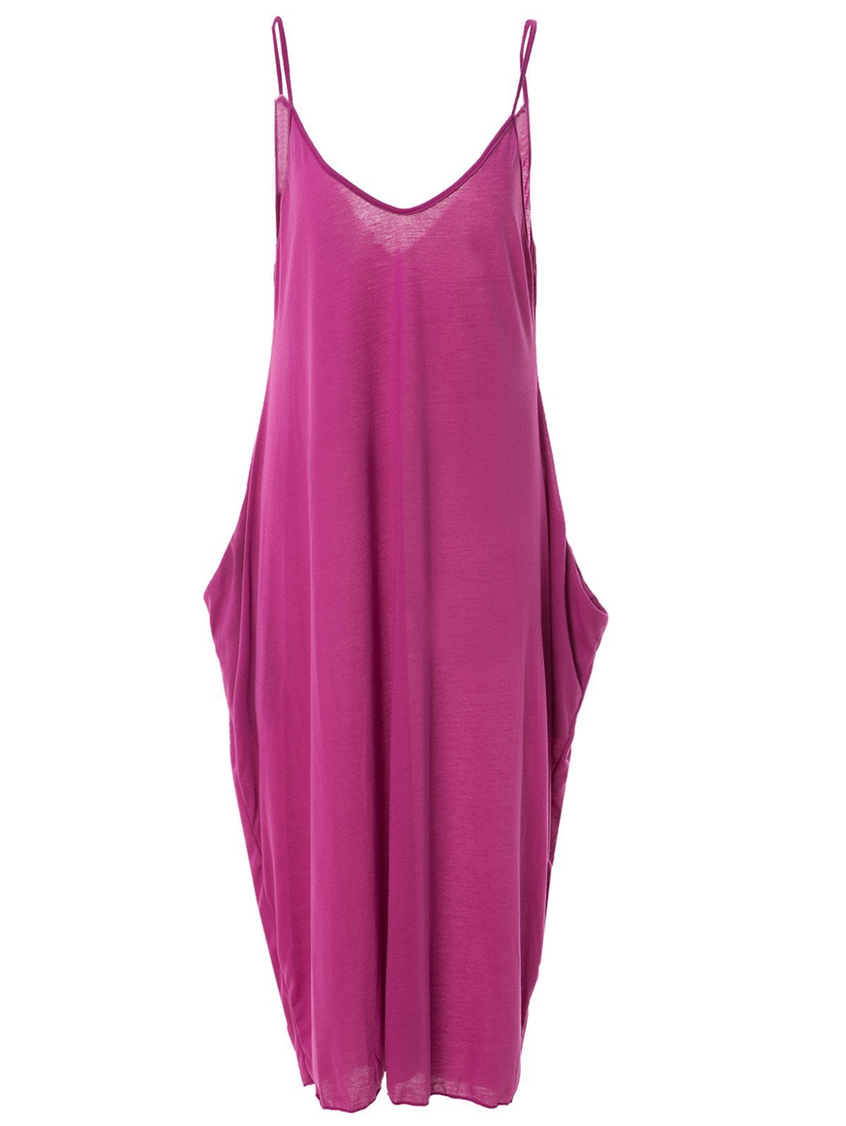

Stylish Spaghetti Strap Solid Color Loose-Fitting Women's Maxi Dress, Purple