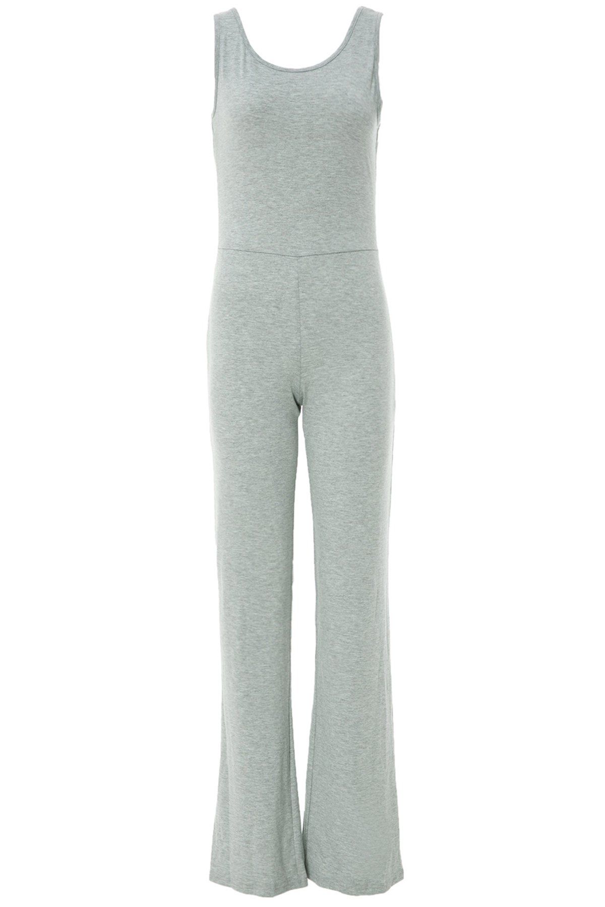 

Sexy Scoop Neck Solid Color Backless Sleeveless Women' Jumpsuits, Gray