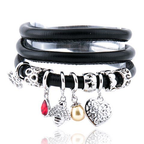 Bracelet Faux Cristal Style gothique Étoile Bee coeur pour les femmes - Noir 