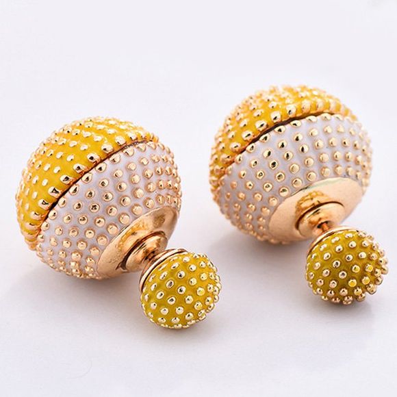 Pair of Chic Stud Embellished Balls Double-End Earrings For Women - Jaune 