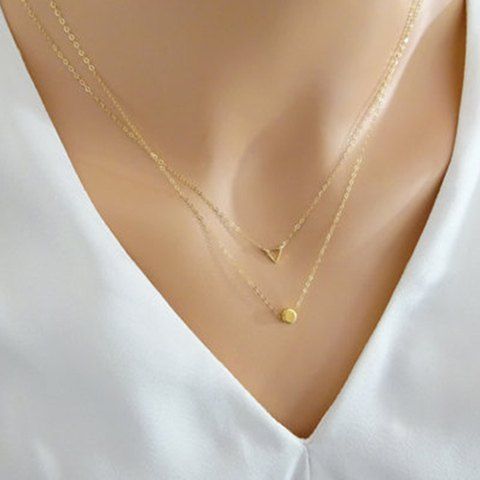 Moderne Double couche géométrique Mini Collier pendentif pour femmes - d'or 
