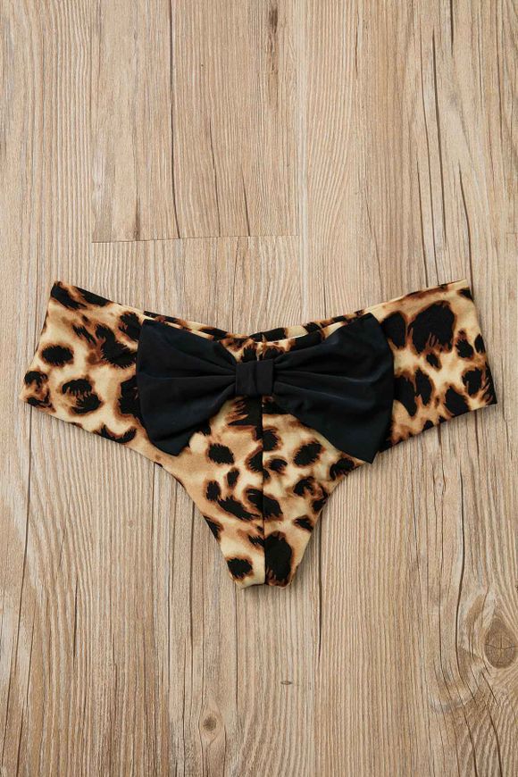 Style sexy imprimé léopard bowknot embellies Slips femmes - Léopard XL