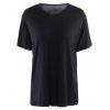 Simple manches courtes col en V T-shirt Pure Color pour les femmes - Noir 2XL