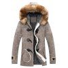 Style rétro unique poitrine Fur Hooded Collar Coat Men 's  Solide Couleur - Kaki L