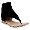 Rome Style Fringe and Zipper Design Women's Sandals - Noir 36