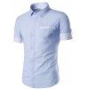 Splicing design Edging col rabattu manches courtes hommes s ' shirt - Bleu clair L