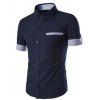 Splicing design Edging col rabattu manches courtes hommes s ' shirt - Cadetblue M