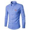 Vérifié design Pocket col rabattu manches longues hommes  's Shirt - Bleu 3XL