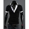 T-shirt Faux Twinset Manches Courtes pour Hommes - Noir 2XL