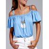 Cold Shoulder Parage T-Shirt Femme élégante  's Lace - Bleu Glacé M