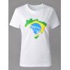 T-shirt décontracté à manches courtes et col rond pour femmes - Blanc S
