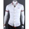 Chemise Manches Courtes à Col Rabattu avec Bordure à Carreaux pour Hommes - Blanc XL