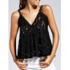 Spaghetti Strap Charming Cut Out Lace Spliced Women's Tank Top - Noir ONE SIZE(FIT SIZE XS TO M)