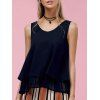 Simple Round Collar Layered Solid Color Women's Tank Top - Cadetblue M