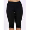 Leggings Capri Grande Taille Bordure En Dentelle à Taille Haute - Noir XL