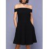 Trendy Off The Dress épaule Pure Color A-Line pour les femmes - Noir XL