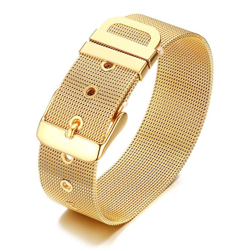 

Adjustable Mesh Stainless Steel Watch Band Bracelet, Golden