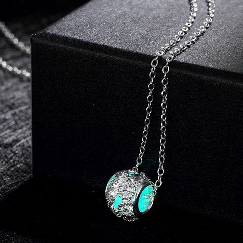 

Vintage Noctilucence Bead Rhinestone Pendant Necklace, Cyan