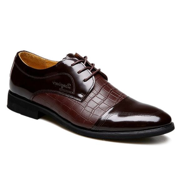 Trendy Crocodile Print et chaussures formelles Splicing design Men  's - Brun 43