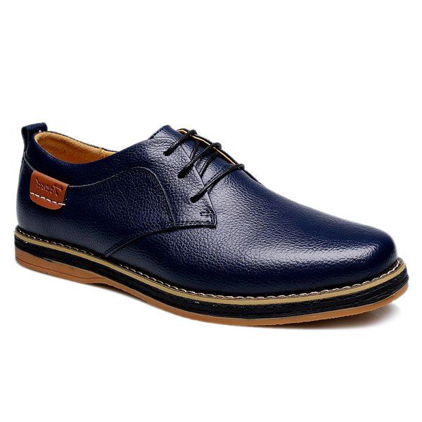 

Preppy Lace-Up and Solid Color Design Men's Casual Shoes, Blue