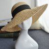 Chic Black Bowknot Lace-Up Holiday Travelling Elegant Lady Style Straw Hat - Kaki Léger 