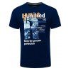 Round Neck Plus Size 3D Cloud and Letters Print Short Sleeve Men's T-Shirt - Bleu profond XL