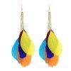 Paire de ethnique Faux Boucles d'oreilles plumes Tassel Goutte pour les femmes - multicolore 