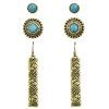3 paires Vintage Faux Turquoise Round Embossed Boucles d'oreilles pour les femmes - d'or 