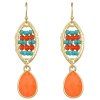 Pair of Vintage Faux Gem Bead Water Drop Earrings For Women - Tangerine 