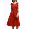 V-cou sans manches Robe à pois s 'Vintage Femmes - Rouge XL