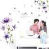 Élégant Purple Flowers Motif Autocollant Mural Pour Chambre Salon Décoration - Pourpre 