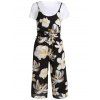 Sweet Women's White T-Shirt and Floral Print Drawstring Jumpsuit - Noir ONE SIZE(FIT SIZE XS TO M)