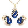 Un costume de collier délicat de bijoux en strass et boucles d'oreilles pour les femmes - Bleu 