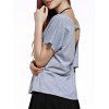 Charming Scoop Neck Short Sleeve Cut Out Back V Shape Women's T-Shirt - Gris L