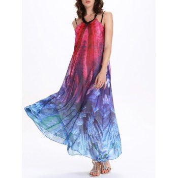 [41% OFF] 2022 V Neck Tie-Dye Backless Women's Maxi Dress In COLORMIX ...