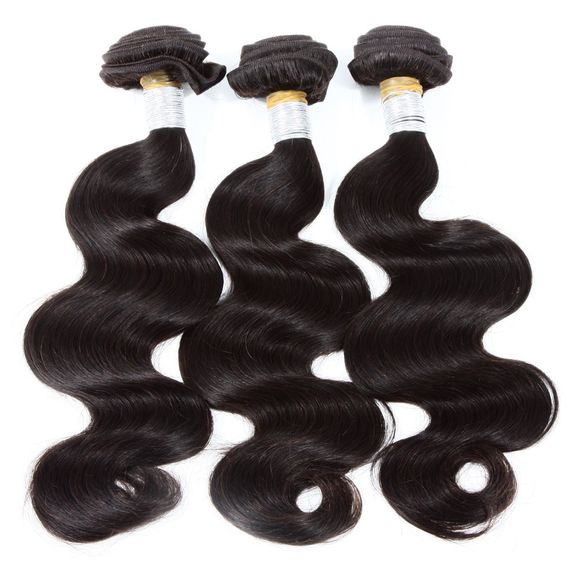 3 Pièces / Lot Extensions de Cheveux Humains Indiens Vierges Ondulés pour Femmes - Noir 22INCH*24INCH*24INCH