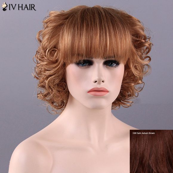 Siv Hair Perruque de Cheveux Humains Bouclée Élégante avec Frange pour Femmes - 33 Puce Foncé 