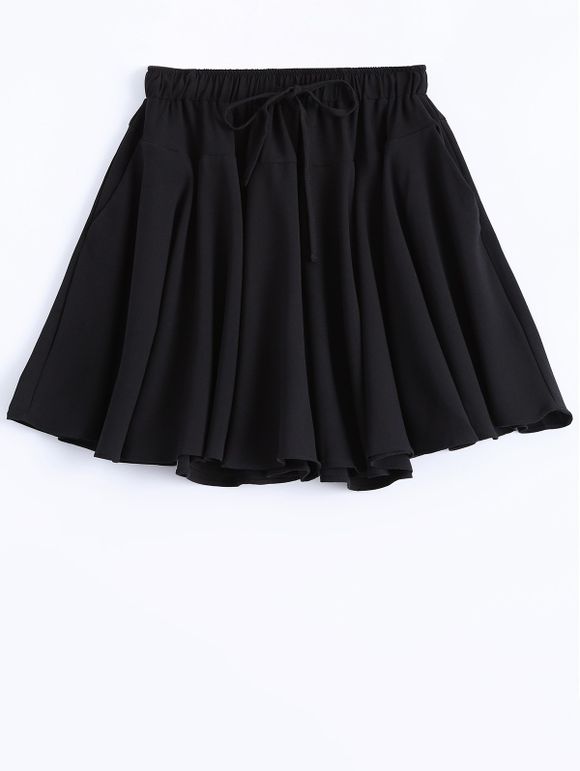 Casual Women's Loose-Fitting Elastic Waist Culottes - Noir L