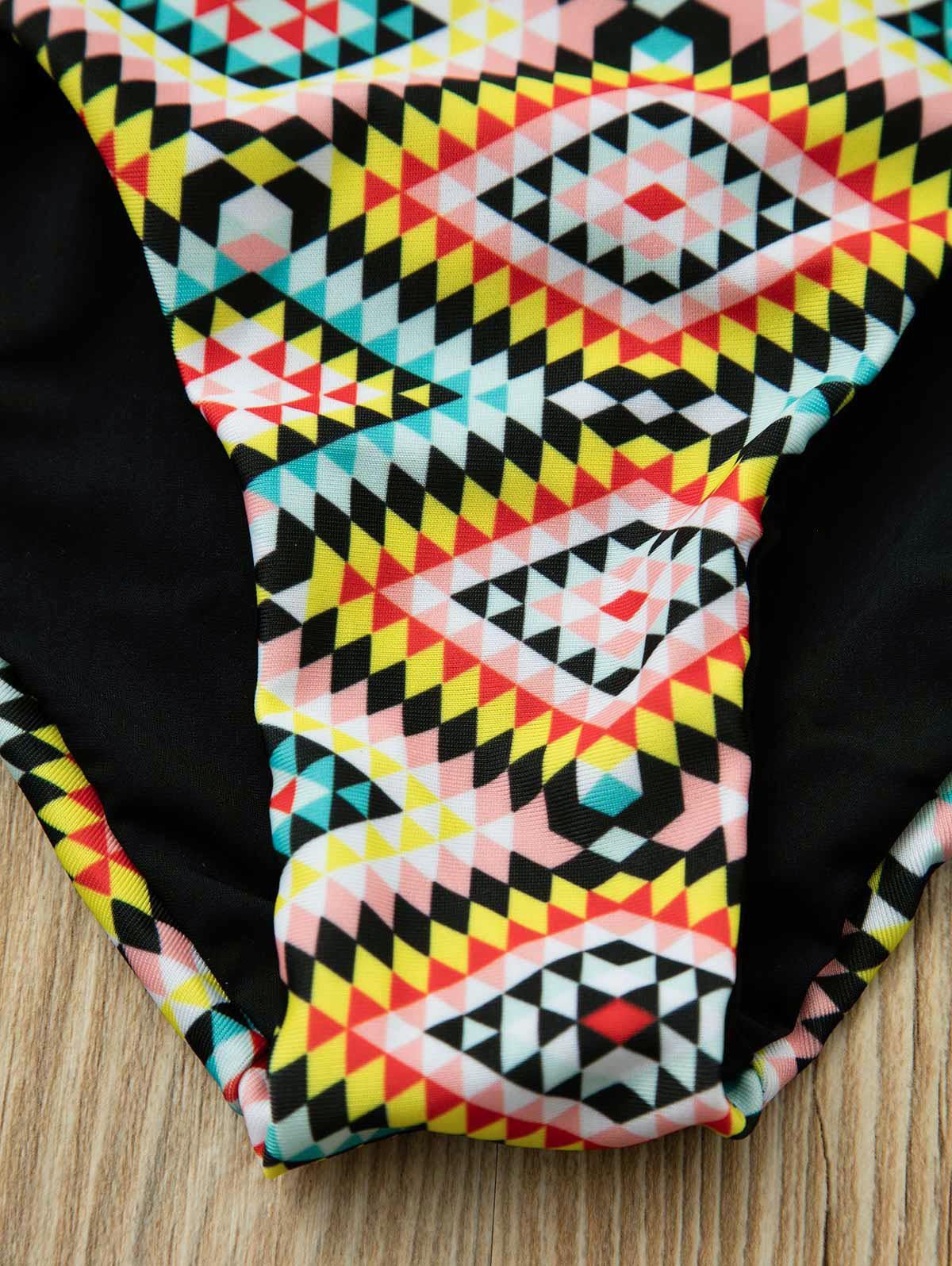 Sexy Halter Sleeveless Colored Geometric Pattern Women S Bikini