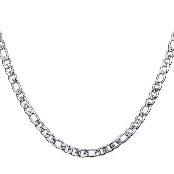 Simple 50CM Length Silvery Figaro Chain Necklace For Men - Argent 